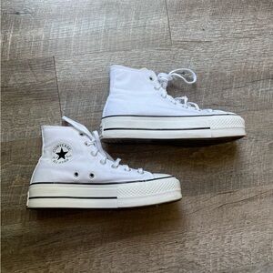 White high top platform converse